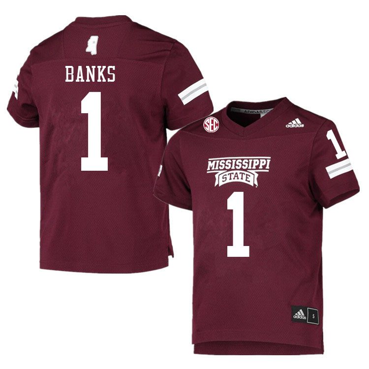 Men #1 Marcus Banks Mississippi State Bulldogs College Football Jerseys Sale-Maroon - Click Image to Close